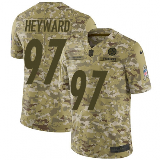 Youth Nike Pittsburgh Steelers #97 Cameron Heyward Limited Camo 2018 Salute to Service NFL Jersey - Ujersey