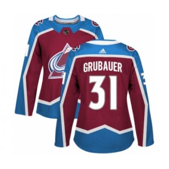 Women's Adidas Colorado Avalanche #31 Philipp Grubauer Premier Burgundy Red Home NHL Jersey - Ujersey