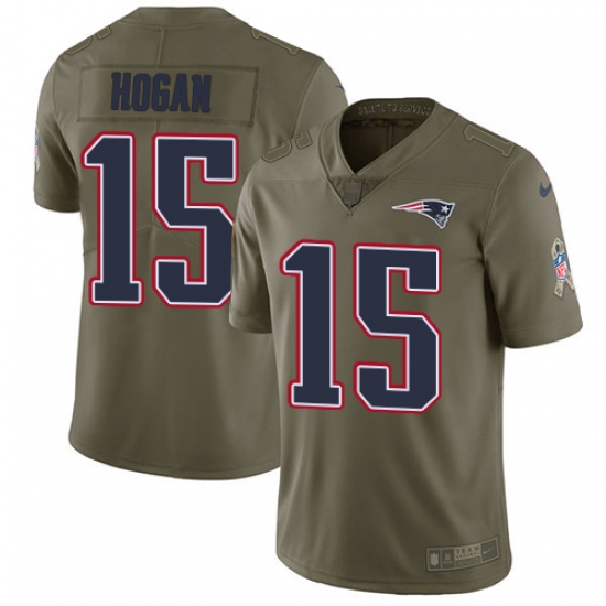 Men's Nike New England Patriots #15 Chris Hogan Limited Olive 2017 Salute to Service NFL Jersey - Ujersey