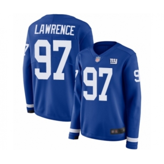 Women's New York Giants #97 Dexter Lawrence Limited Royal Blue Therma Long Sleeve Football Jersey - Ujersey