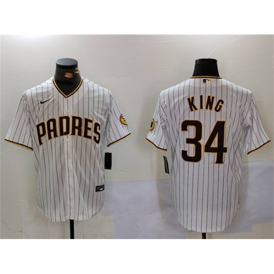 Men's San Diego Padres #34 Michael King White Cool Base Stitched Baseball Jersey - Ujersey