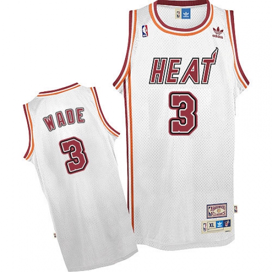 Men's Adidas Miami Heat #3 Dwyane Wade Swingman White Throwback NBA Jersey - Ujersey