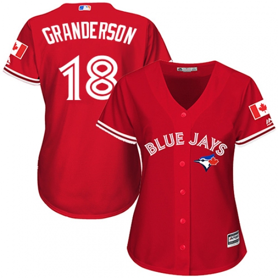 Women's Majestic Toronto Blue Jays #18 Curtis Granderson Replica Scarlet Alternate MLB Jersey - Ujersey
