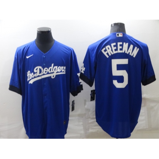 Men's Nike Los Angeles Dodgers #5 Freddie Freeman Blue City Player Jersey - Ujersey