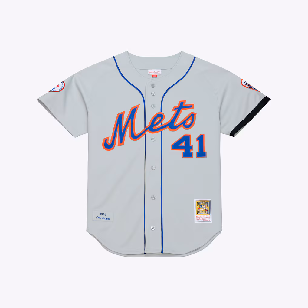 Men's New York Mets Tom Seaver Mitchell & Ness Gray 1976 Authentic Jersey - Ujersey Shop