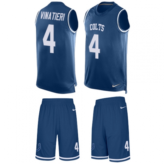 Men's Nike Indianapolis Colts #4 Adam Vinatieri Limited Royal Blue Tank Top Suit NFL Jersey