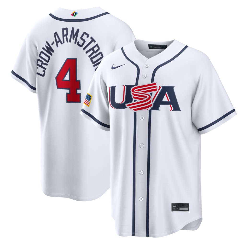 Men's USA Baseball Pete Crow-Armstrong Nike White 2026 World Baseball Classic Home Stadium Jersey - ujerseystore
