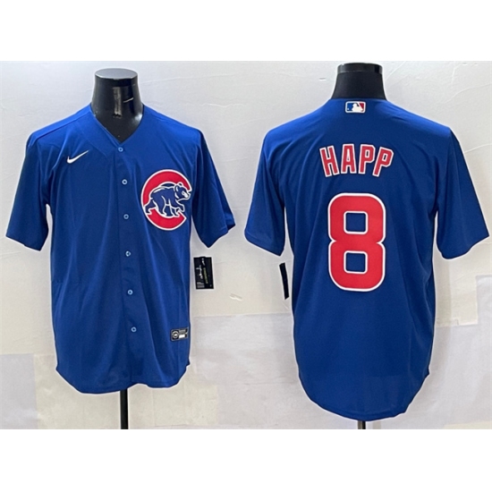 Men's Chicago Cubs #8 Ian Happ Royal Cool Base Stitched Baseball Jersey - Ujersey