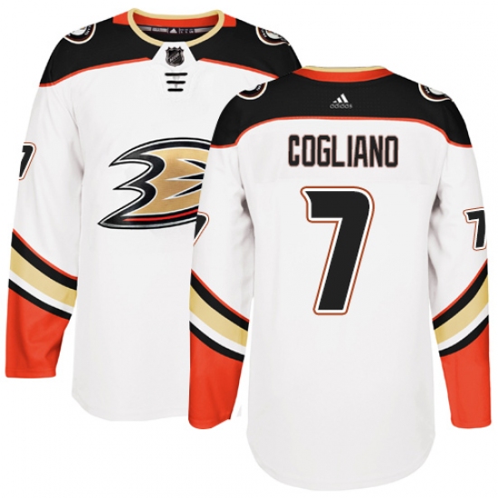 Men's Adidas Anaheim Ducks #7 Andrew Cogliano Authentic White Away NHL Jersey - Ujersey
