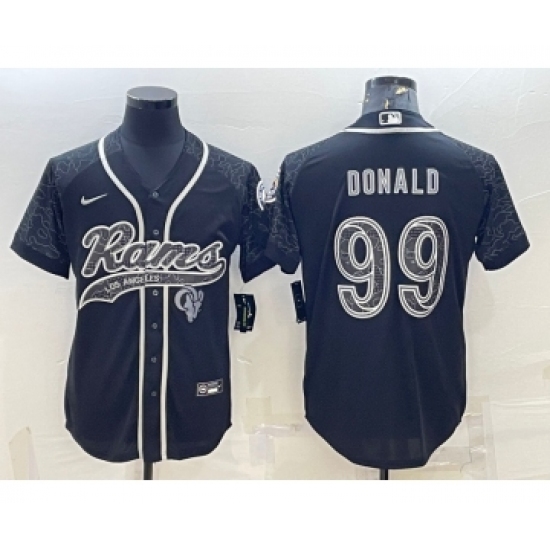 Men's Los Angeles Rams #99 Aaron Donald Black Reflective With Patch Cool Base Stitched Baseball Jersey - Ujersey