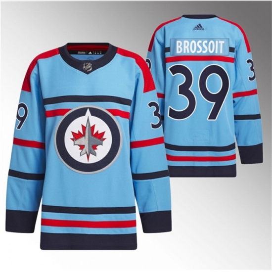 Men's Winnipeg Jets #39 Laurent Brossoit Light Blue Anniversary Primegreen Stitched Jersey - Ujersey