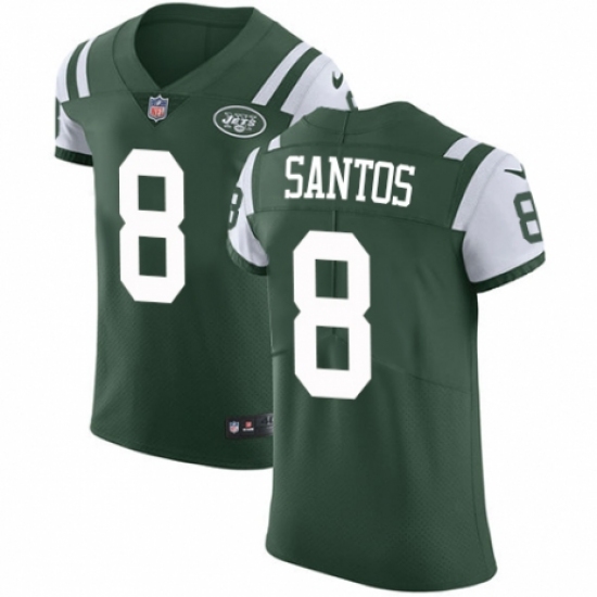 Men's Nike New York Jets #8 Cairo Santos Green Team Color Vapor Untouchable Elite Player NFL Jersey - Ujersey