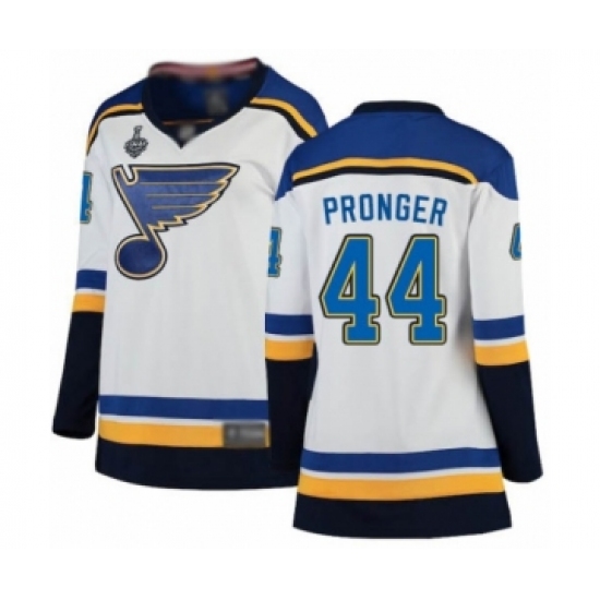 Women's St. Louis Blues #44 Chris Pronger Fanatics Branded White Away Breakaway 2019 Stanley Cup Final Bound Hockey Jersey - Ujersey