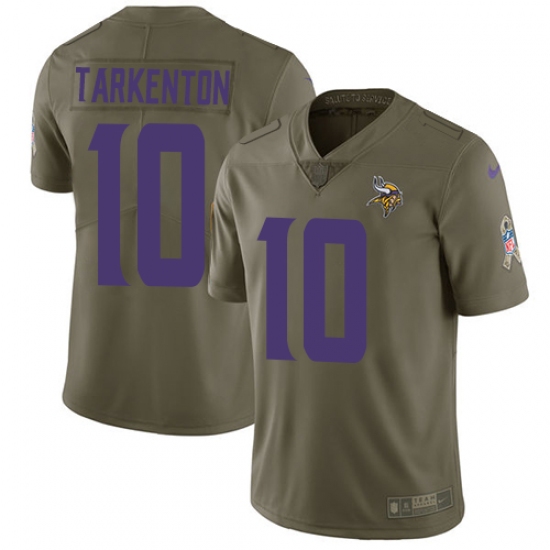 Youth Nike Minnesota Vikings #10 Fran Tarkenton Limited Olive 2017 Salute to Service NFL Jersey - Ujersey