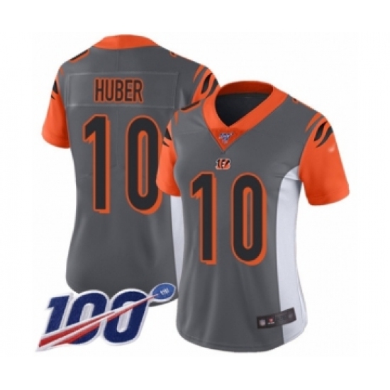 Women's Cincinnati Bengals #10 Kevin Huber Limited Silver Inverted Legend 100th Season Football Jersey - Ujersey