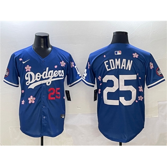 Men's Los Angeles Dodgers #25 Tommy Edman Royal 2025 Tokyo Series Limited Stitched Baseball Jersey - Ujersey