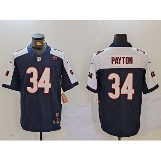Men's Chicago Bears #34 Walter Payton Limited Navy Thanksgiving Fashion FUSE Jersey - Ujersey