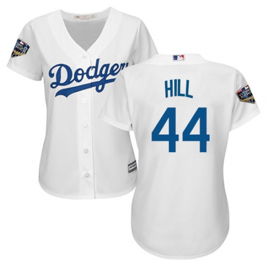 Women's Majestic Los Angeles Dodgers #44 Rich Hill Authentic White Home Cool Base 2018 World Series MLB Jersey - Ujersey