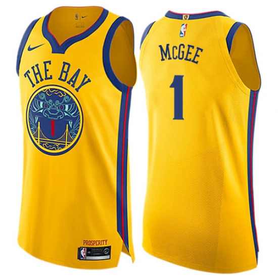 Women's Nike Golden State Warriors #1 JaVale McGee Swingman Gold NBA Jersey - City Edition - Ujersey
