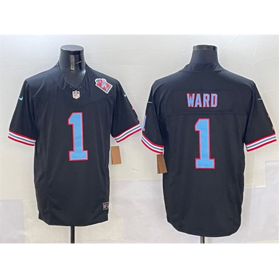 Men's Tennessee Titans #1 Cameron Ward Black 2025 Draft F.U.S.E. 1997 Throwback Vapor Limited Football Stitched Jersey - Ujersey
