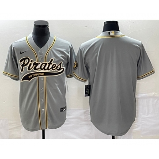Men's Pittsburgh Pirates Blank Grey Cool Base Stitched Baseball Jersey - Ujersey
