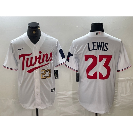 Men's Minnesota Twins #23 Royce Lewis Number White Stitched MLB Cool Base Nike Jerseys - Ujersey