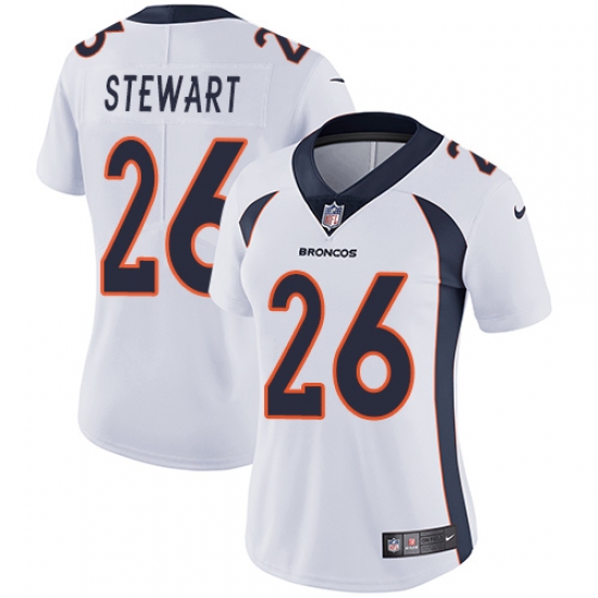 Women's Nike Denver Broncos #26 Darian Stewart White Vapor Untouchable Limited Player NFL Jersey