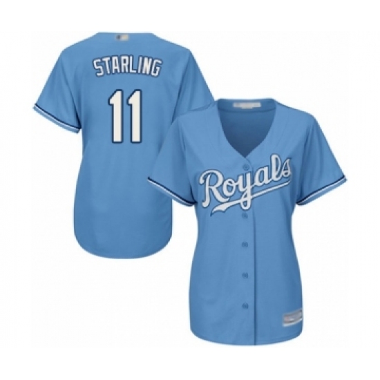 Women's Kansas City Royals #11 Bubba Starling Authentic Light Blue Alternate 1 Cool Base Baseball Player Jersey - Ujersey