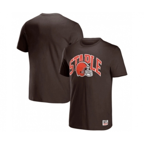 Men's Cleveland Browns x Staple Brown Logo Lockup T-Shirt - Ujersey