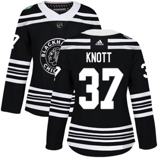 Women's Adidas Chicago Blackhawks #37 Graham Knott Authentic Black 2019 Winter Classic NHL Jersey - Ujersey