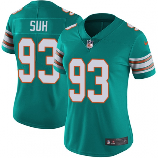 Women's Nike Miami Dolphins #93 Ndamukong Suh Elite Aqua Green Alternate NFL Jersey - Ujersey