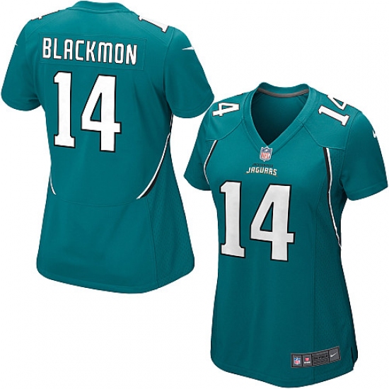 Women's Nike Jacksonville Jaguars #14 Justin Blackmon Game Teal Green Team Color NFL Jersey - Ujersey