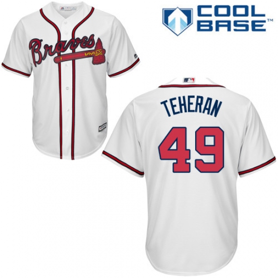 Youth Majestic Atlanta Braves #49 Julio Teheran Authentic White Home Cool Base MLB Jersey - Ujersey