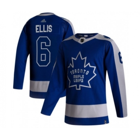 Men's Toronto Maple Leafs #6 Ron Ellis 2021 Reverse Retro Blue Special Edition Authentic Jersey - Ujersey