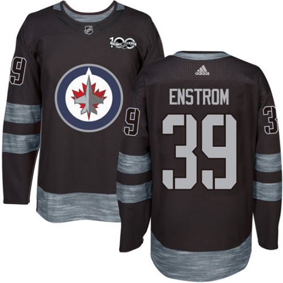 Men's Adidas Winnipeg Jets #39 Tobias Enstrom Authentic Black 1917-2017 100th Anniversary NHL Jersey - Ujersey