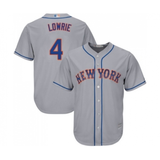 Youth New York Mets #4 Jed Lowrie Authentic Grey Road Cool Base Baseball Jersey - Ujersey