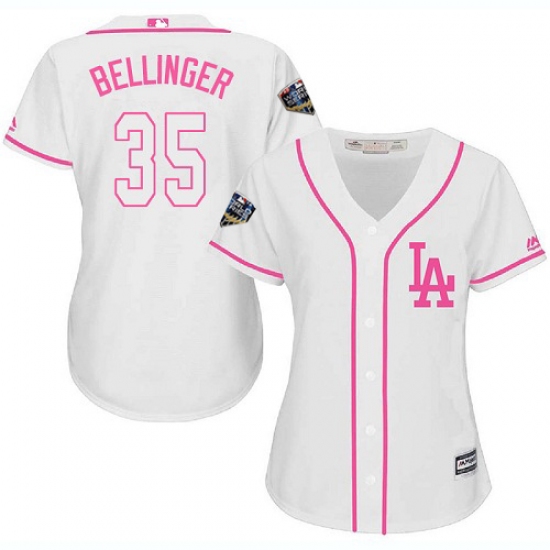 Women's Majestic Los Angeles Dodgers #35 Cody Bellinger Authentic White Fashion Cool Base 2018 World Series MLB Jersey - Ujersey