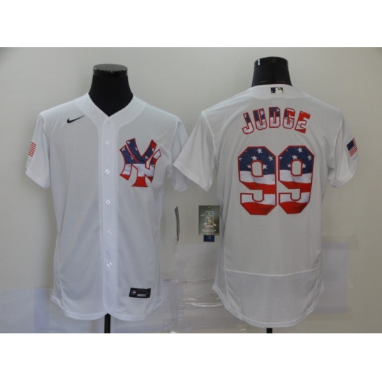 Men's Nike New York Yankees #99 Aaron Judge White 2020 Stars & Stripes 4th of July Jersey - Ujersey