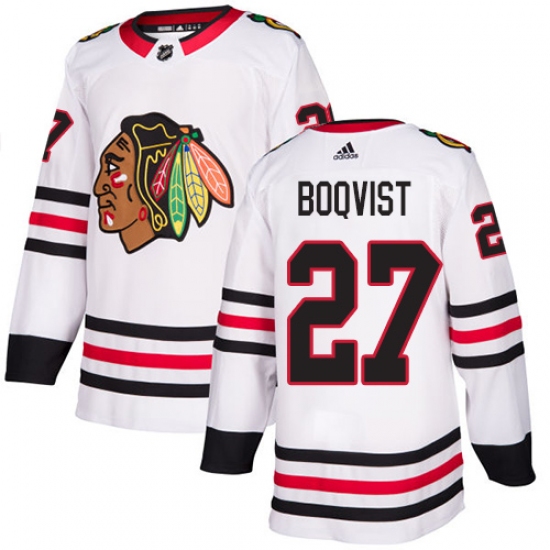Men's Adidas Chicago Blackhawks #27 Adam Boqvist Authentic White Away NHL Jersey - Ujersey