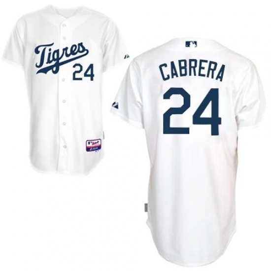 Men's Majestic Detroit Tigers #24 Miguel Cabrera Replica White 