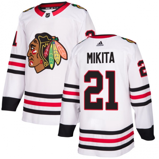Youth Adidas Chicago Blackhawks #21 Stan Mikita Authentic White Away NHL Jersey - Ujersey