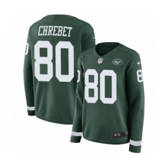 Women's Nike New York Jets #80 Wayne Chrebet Limited Green Therma Long Sleeve NFL Jersey - Ujersey