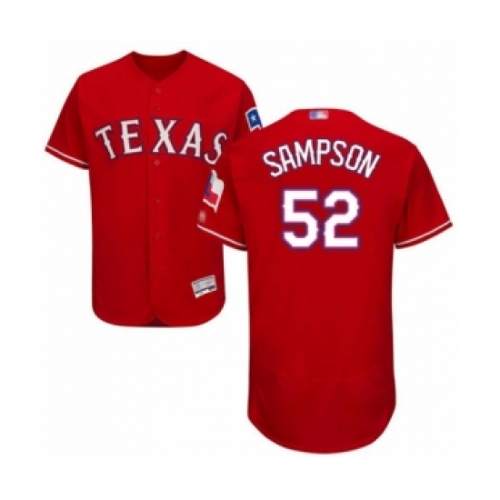 Men's Texas Rangers #52 Adrian Sampson Red Alternate Flex Base Authentic Collection Baseball Player Jersey