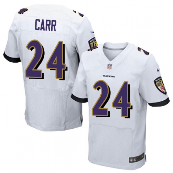 Men's Nike Baltimore Ravens #24 Brandon Carr Elite White NFL Jersey - Ujersey