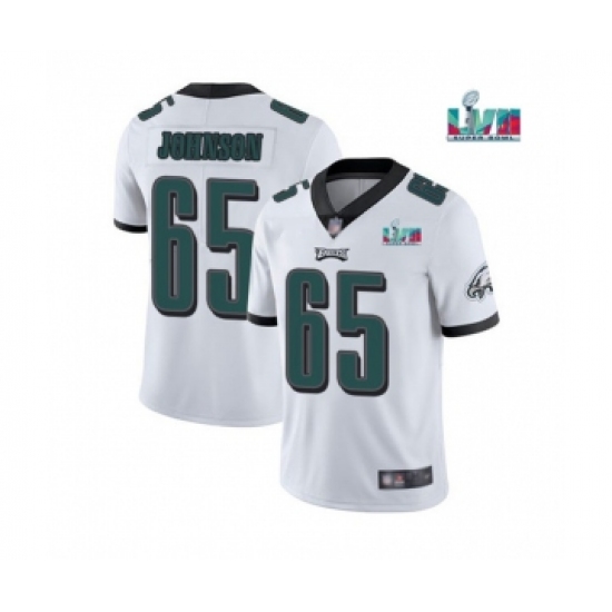 Men's Philadelphia Eagles #65 Lane Johnson White Super Bowl LVII Patch Vapor Untouchable Limited Stitched Jersey - Ujersey