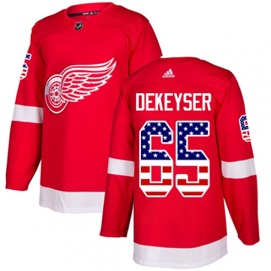 Men's Adidas Detroit Red Wings #65 Danny DeKeyser Authentic Red USA Flag Fashion NHL Jersey - Ujersey