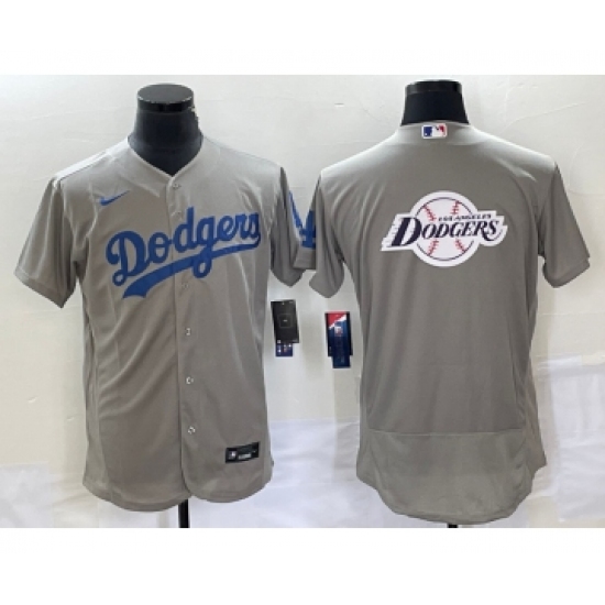 Men's Los Angeles Dodgers Gray Team Big Logo Flex Base Stitched Baseball Jersey - Ujersey