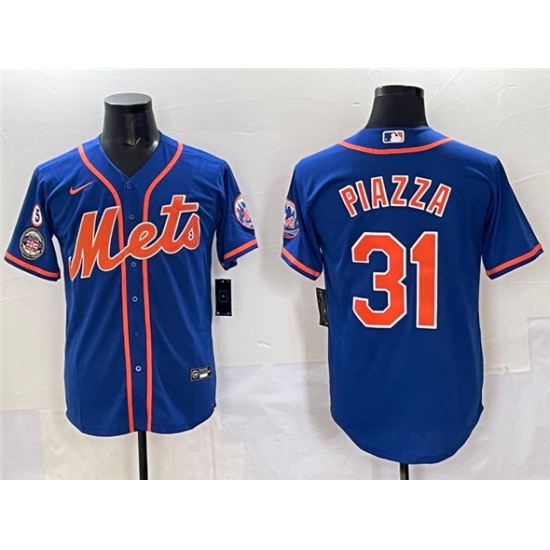 Men's New York Mets #31 Mike Piazza Blue With Cool Base Stitched Baseball Jersey
