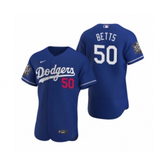 Men's Los Angeles Dodgers #50 Mookie Betts Nike Royal 2020 World Series Authentic Jersey - Ujersey