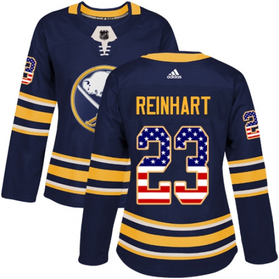 Women's Adidas Buffalo Sabres #23 Sam Reinhart Authentic Navy Blue USA Flag Fashion NHL Jersey - Ujersey
